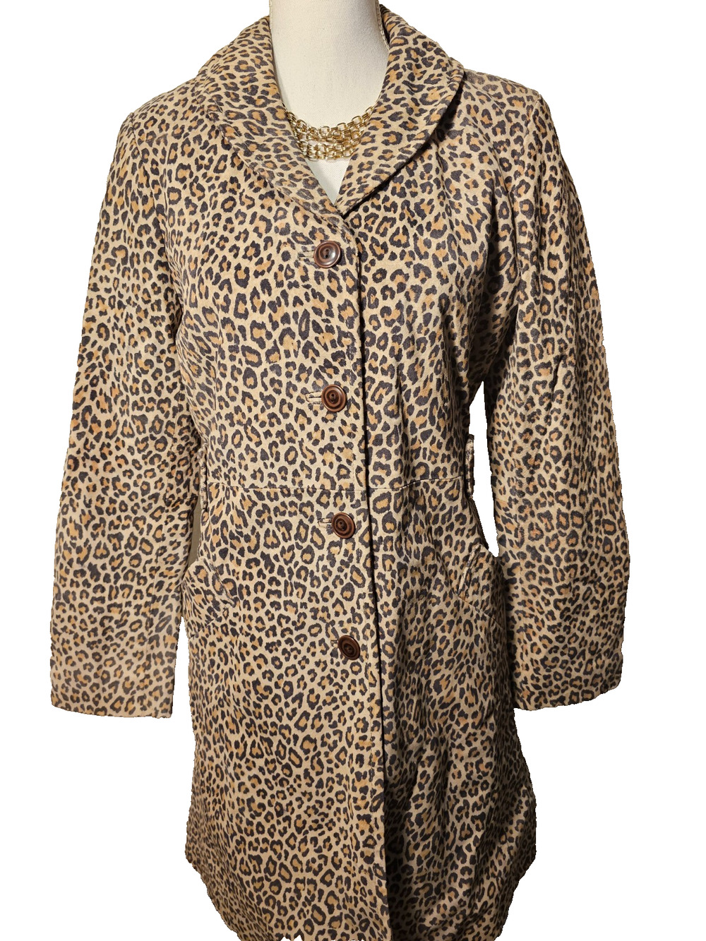 Arleen Bowman Chin Chin Womens Animal Print Pig Suede Leather Jacket Coat Small